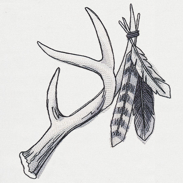 Ink & Wash - Antler and Feathers