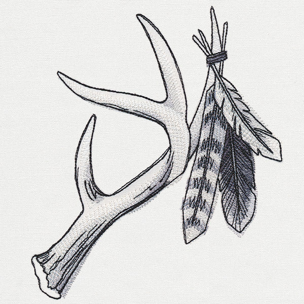 Ink & Wash - Antler and Feathers