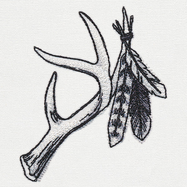 Ink & Wash - Antler and Feathers