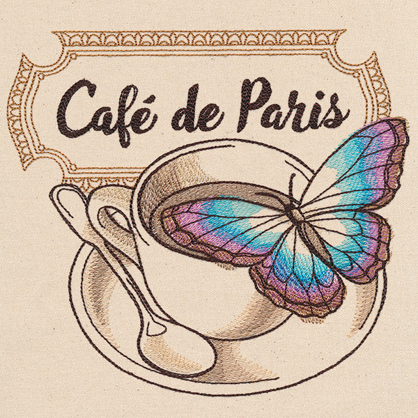 French Cafe - Coffee Cup with Butterfly