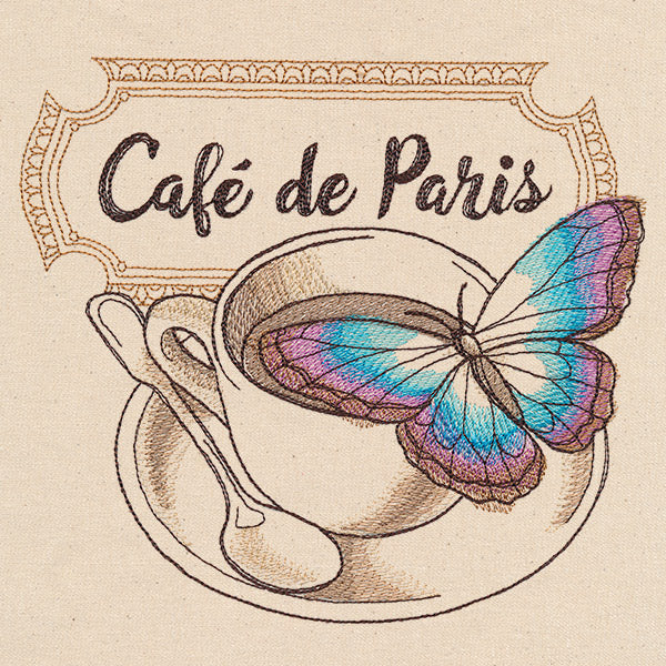 French Cafe - Coffee Cup with Butterfly