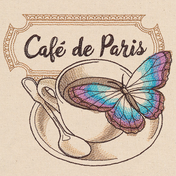 French Cafe - Coffee Cup with Butterfly
