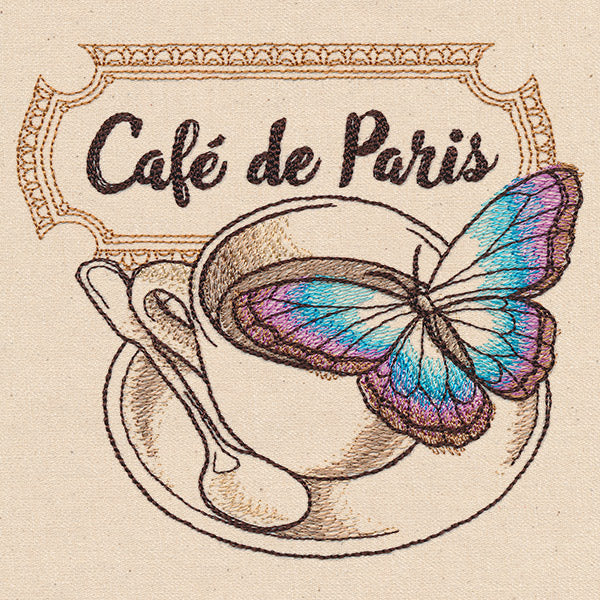 French Cafe - Coffee Cup with Butterfly