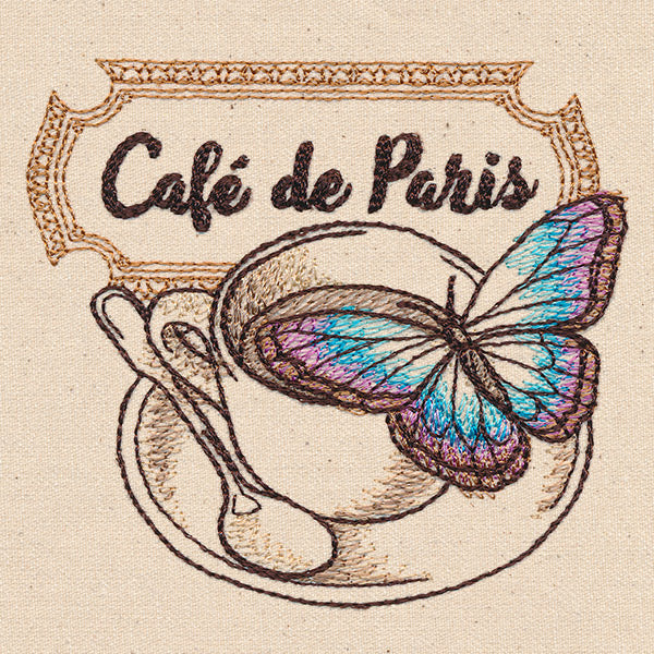 French Cafe - Coffee Cup with Butterfly