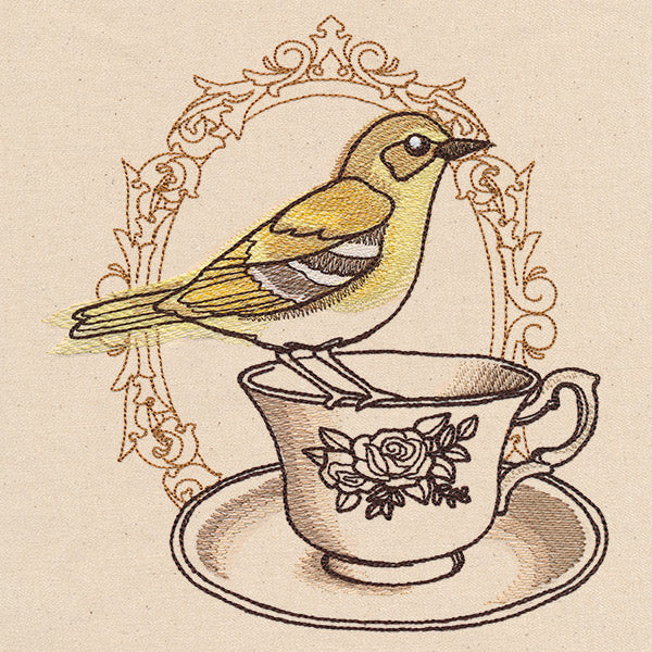 French Cafe - Teacup with Bird