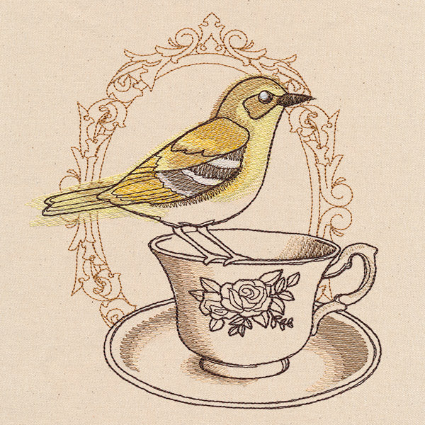 French Cafe - Teacup with Bird