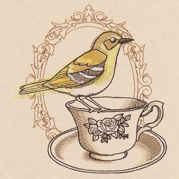French Cafe - Teacup with Bird