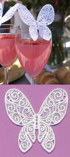 Wine Glass Butterfly (Lace)