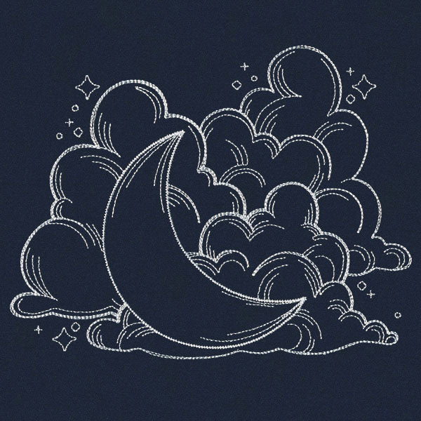 Vintage Celestial - Moon and Clouds