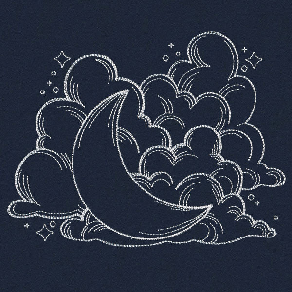 Vintage Celestial - Moon and Clouds