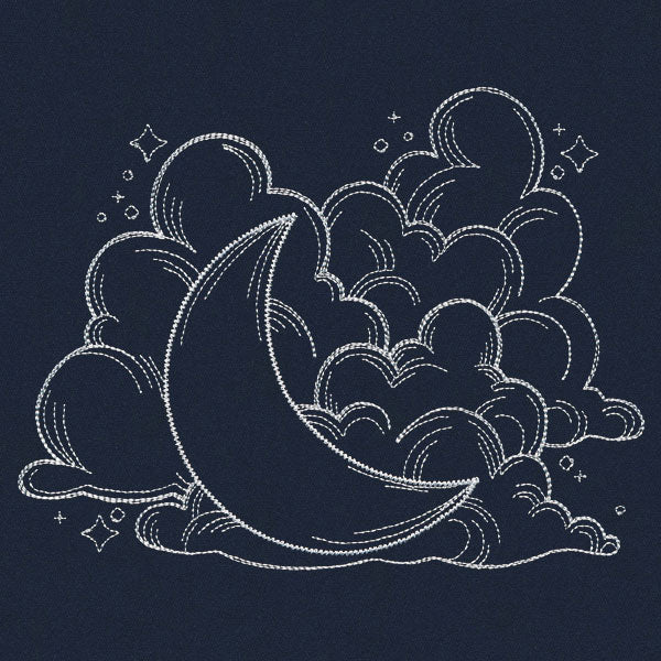 Vintage Celestial - Moon and Clouds