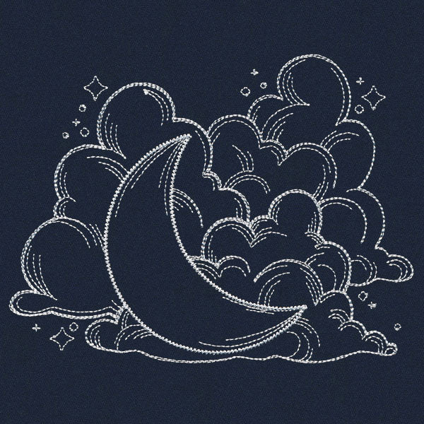 Vintage Celestial - Moon and Clouds