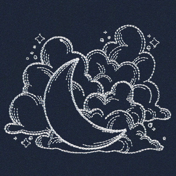 Vintage Celestial - Moon and Clouds