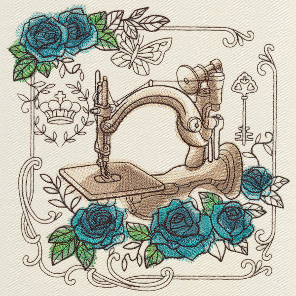 Parisian Sewing Machine and Roses