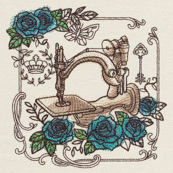 Parisian Sewing Machine and Roses