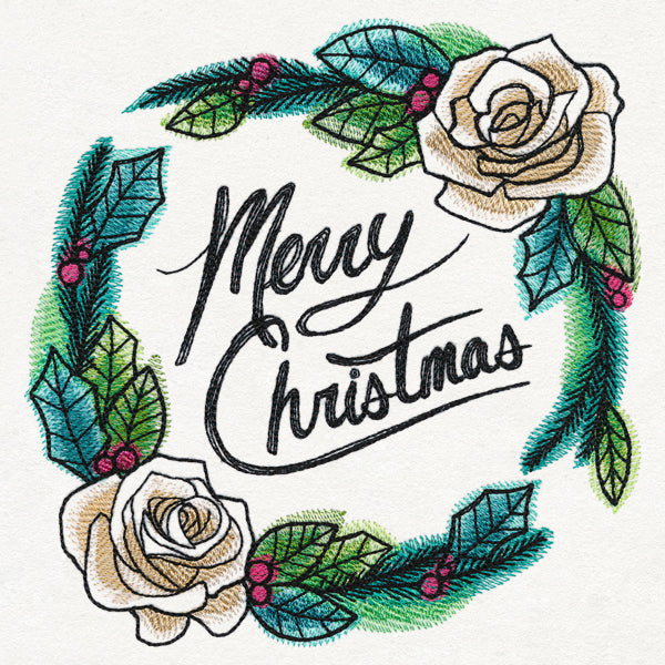Merry Christmas Watercolor Wreath
