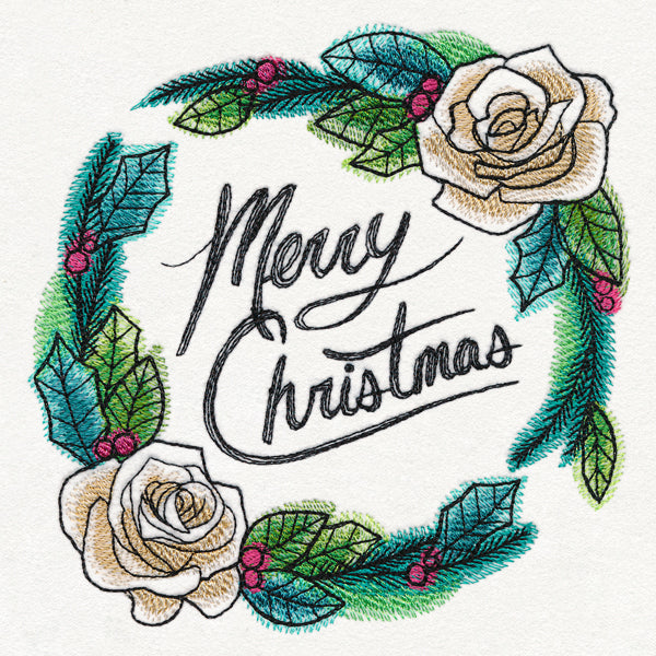 Merry Christmas Watercolor Wreath