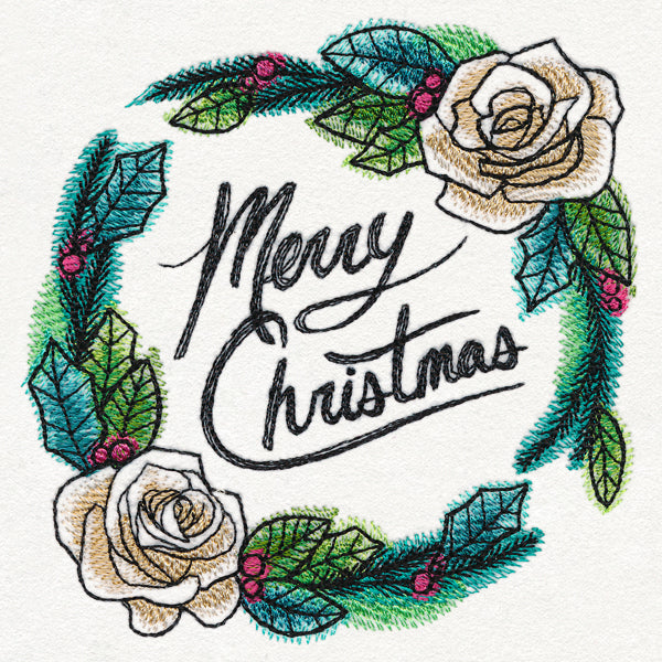 Merry Christmas Watercolor Wreath