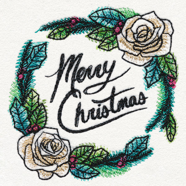 Merry Christmas Watercolor Wreath