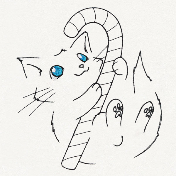 Meowy Christmas Cat with Candy Cane