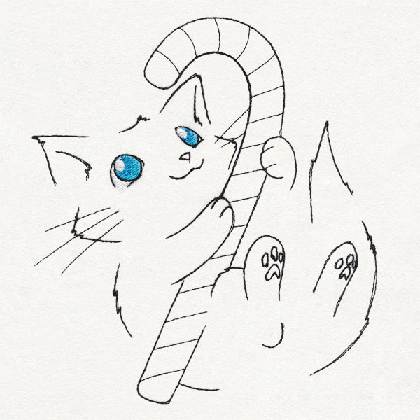 Meowy Christmas Cat with Candy Cane