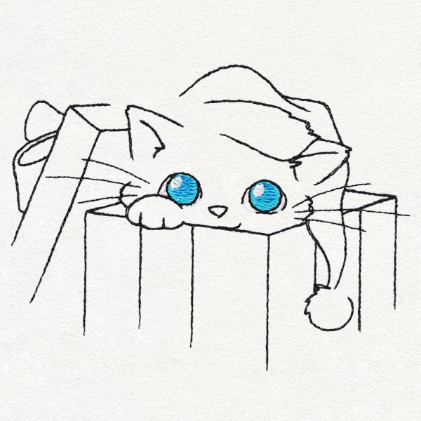 Meowy Christmas Cat with Gift Box