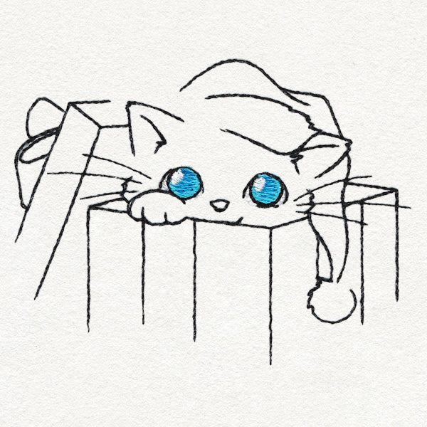 Meowy Christmas Cat with Gift Box