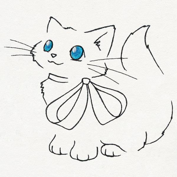 Meowy Christmas Cat with Bow