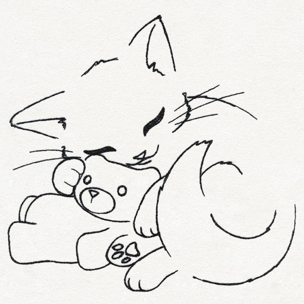 Meowy Christmas Cat with Teddy Bear