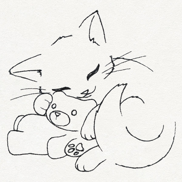 Meowy Christmas Cat with Teddy Bear