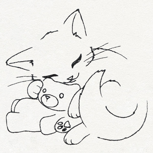 Meowy Christmas Cat with Teddy Bear