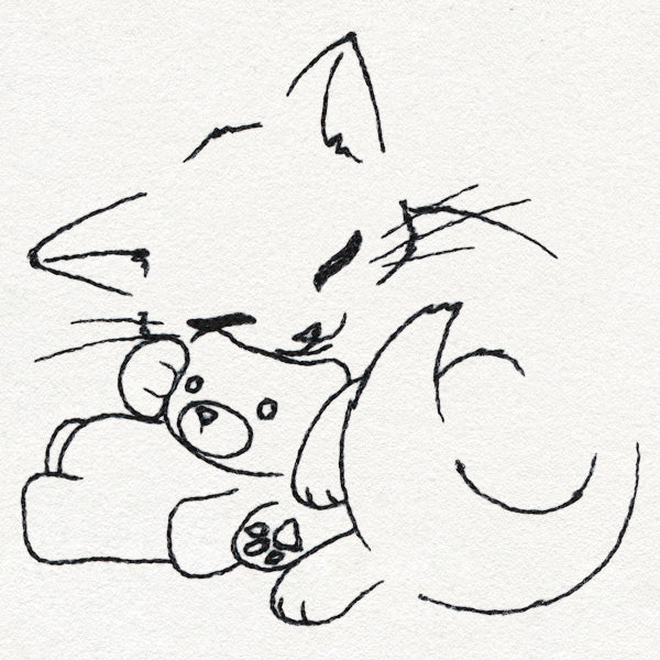 Meowy Christmas Cat with Teddy Bear