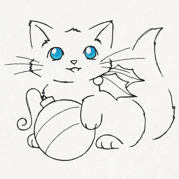 Meowy Christmas Cat with Ornament