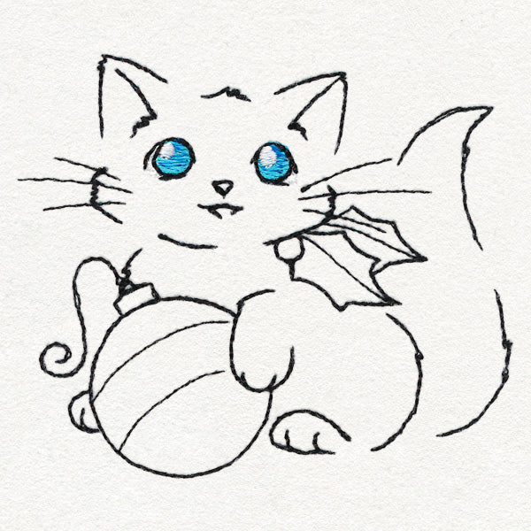 Meowy Christmas Cat with Ornament