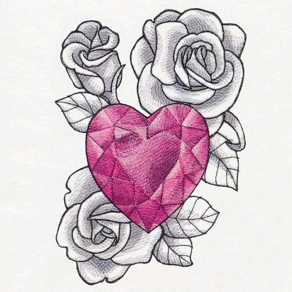 Heart Gem and Roses