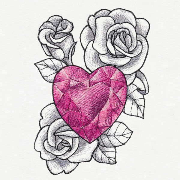 Heart Gem and Roses