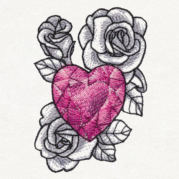 Heart Gem and Roses