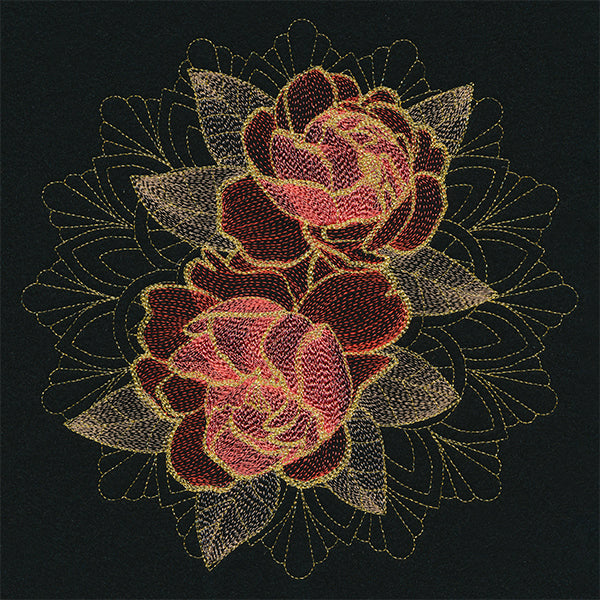 Gilded Peonies Mandala
