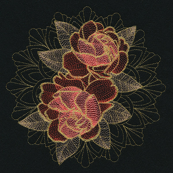 Gilded Peonies Mandala