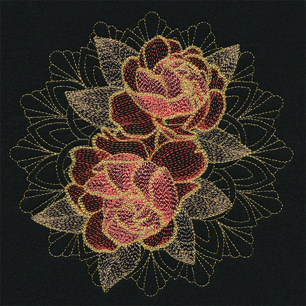Gilded Peonies Mandala