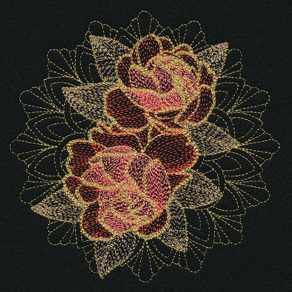 Gilded Peonies Mandala