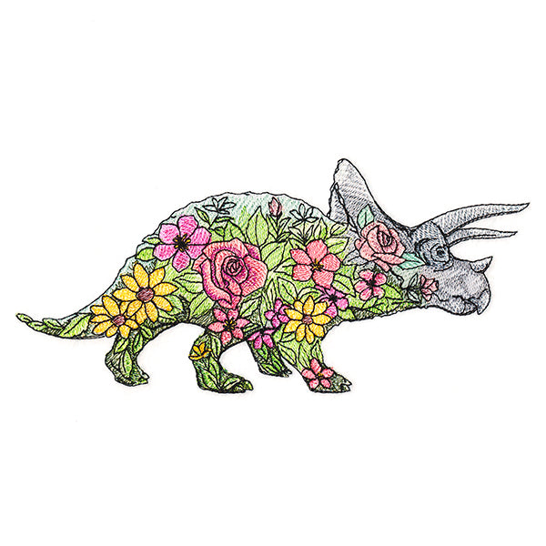 Triceratops in Flowers