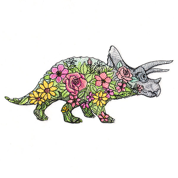 Triceratops in Flowers