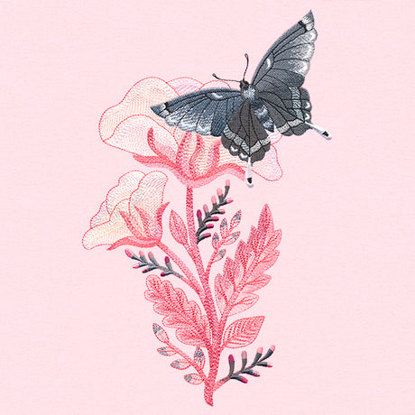 Fluttering Moth in Blooms