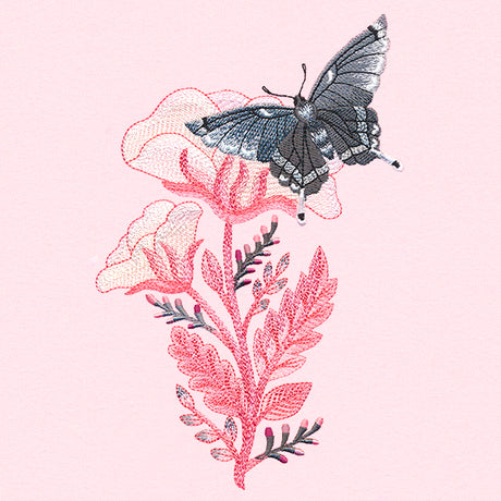 Fluttering Moth in Blooms