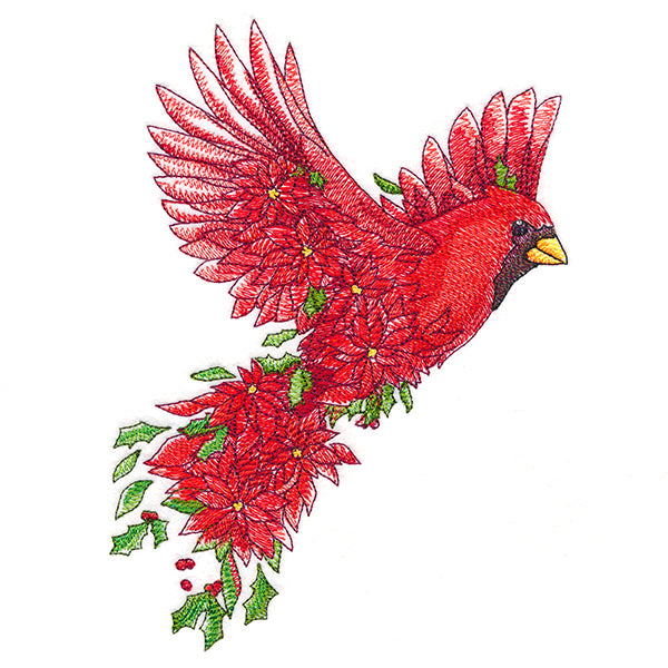 Christmas Cardinal in Poinsettias