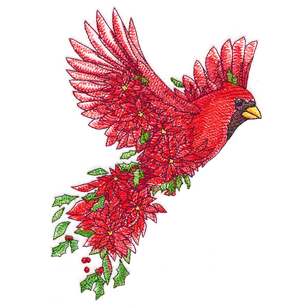 Christmas Cardinal in Poinsettias