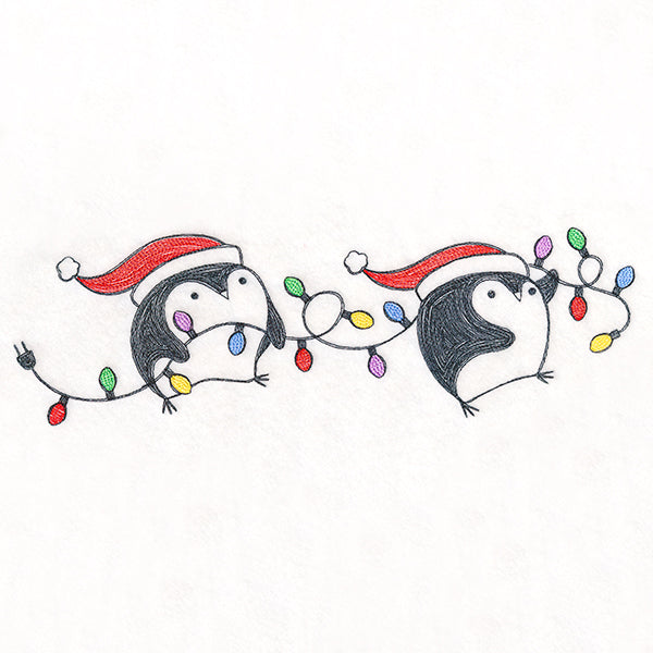 Lit Christmas Penguin Border