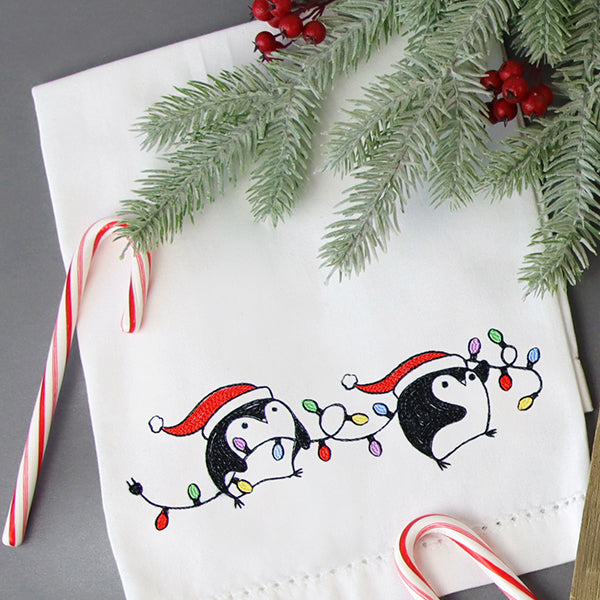 Lit Christmas Penguin Border