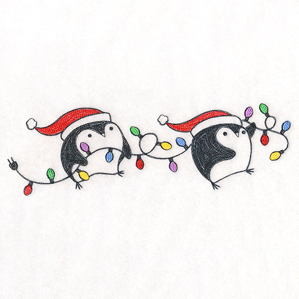 Lit Christmas Penguin Border